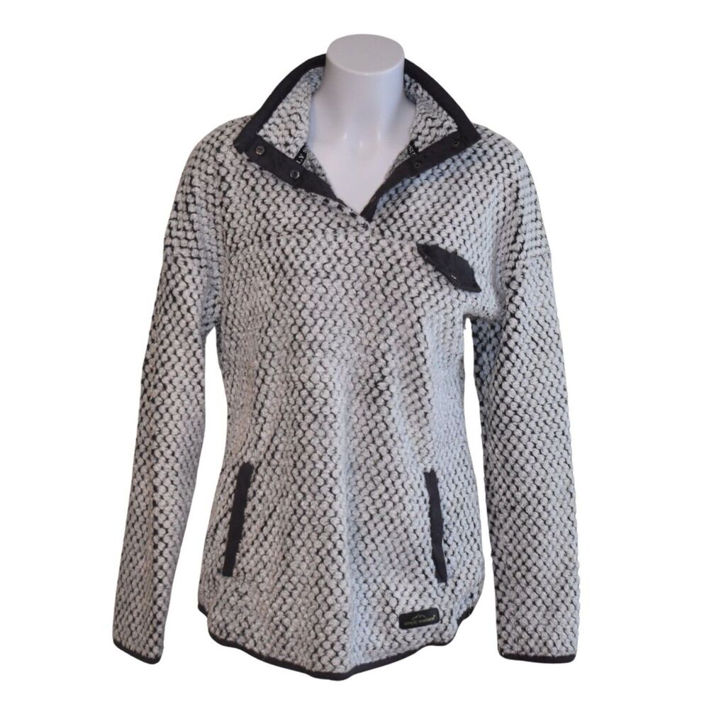 Simply Southern Quarter Snap Pullover Sweatshirt Fuzzy Gray Womens Medium